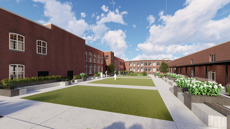 Events at Judson Mill outdoor courtyard rendering