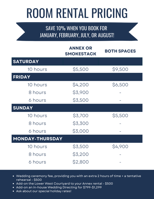 Room Rental Pricing for Events at Judson Mill